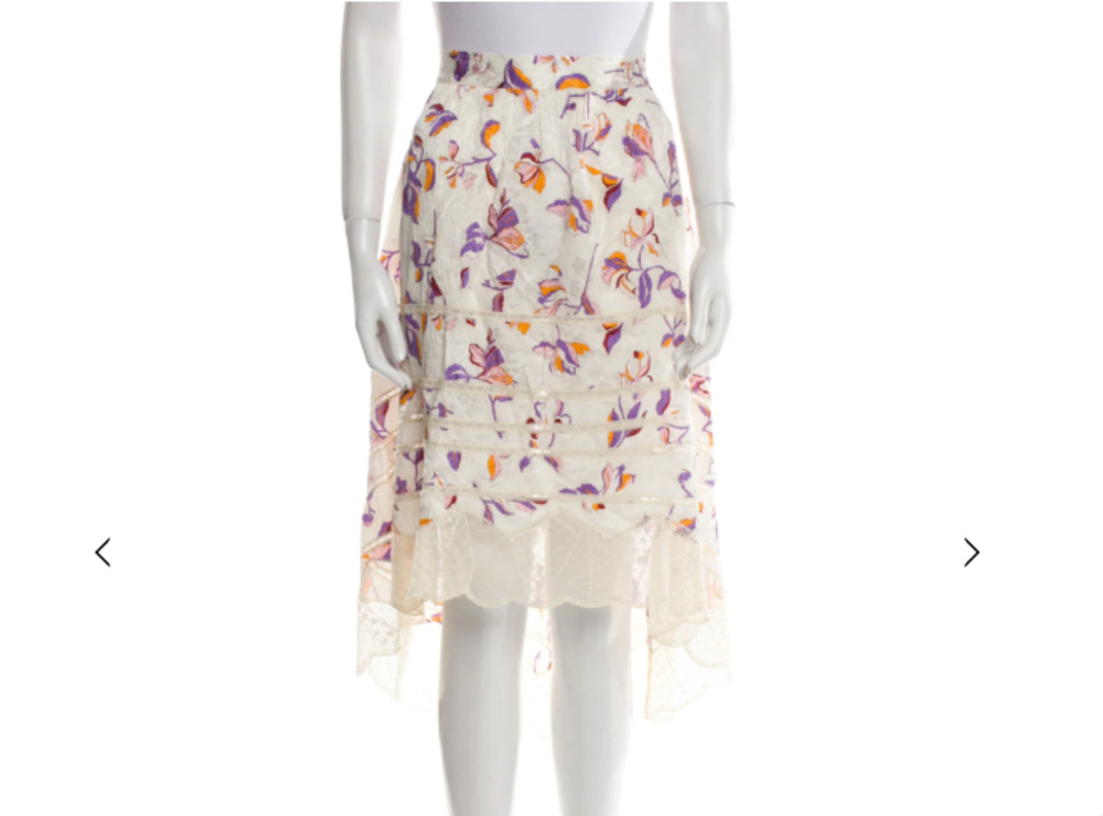 Zadig & Voltaire Floral Print Midi Length Skirt Size 2